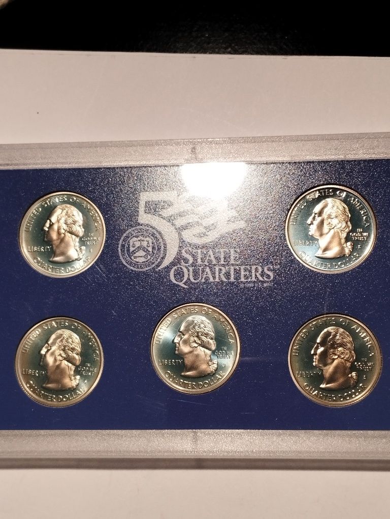 Conjunto  moedas Statehood Quarters  2001 EUA  Proof em estojo