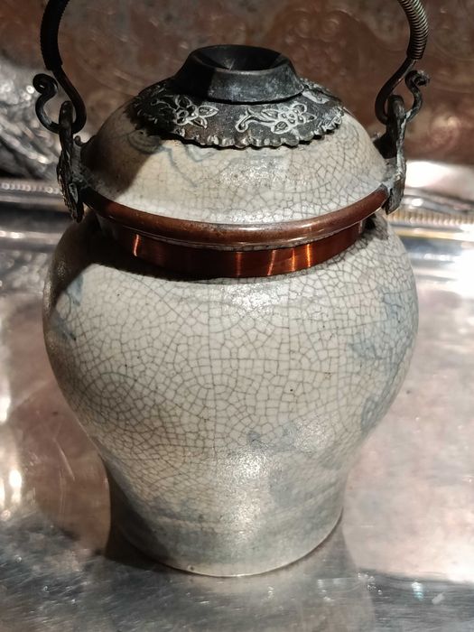Cachimbo ópio Cerâmica Chinesa Séc XIX 14 cm Carimbado