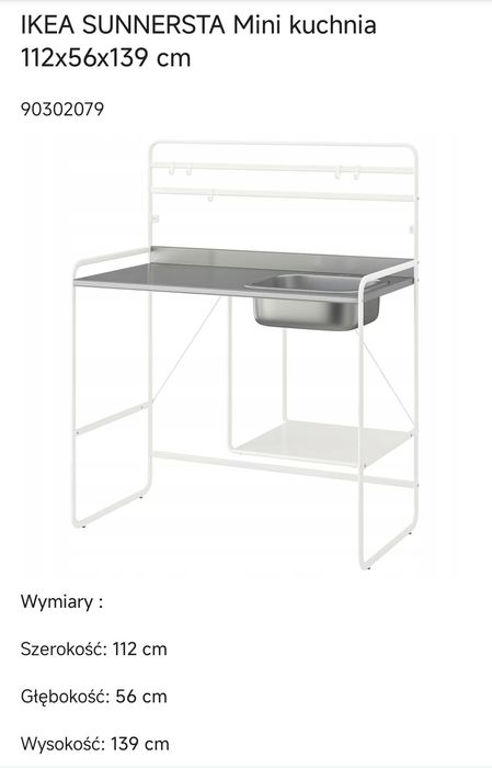 Mini kuchnia Ikea sunnersta ,kompletna stan bdb