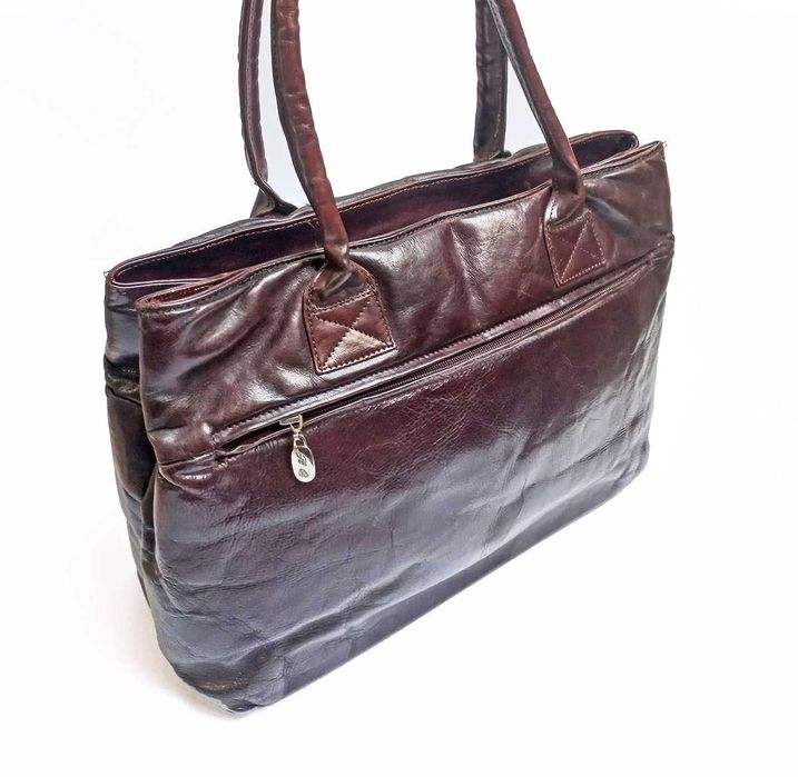 Mala Mão Castanho Pele Genuína