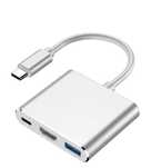 Hub адаптер 4K Type-C to HD Device 3 в 1 (HDMI+USB3.0+Type-C) Silver