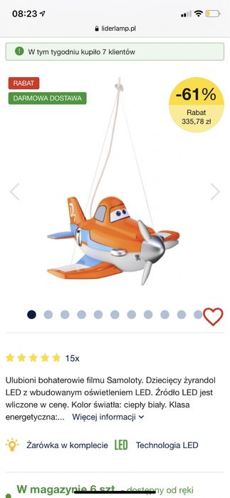 Lampa planes disney dla dziecka