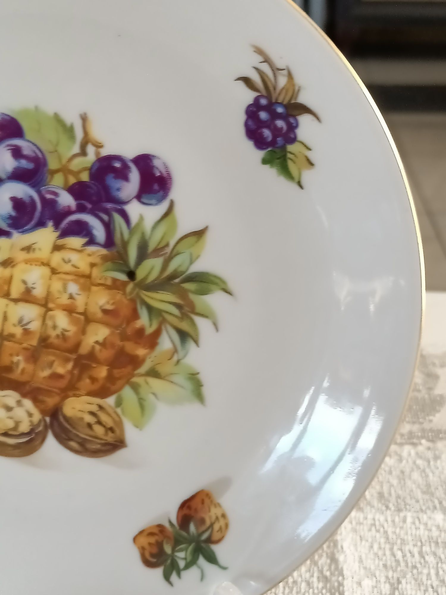 Talerz deserowy Czechoslovakia owoce ananas na ciasto , sery