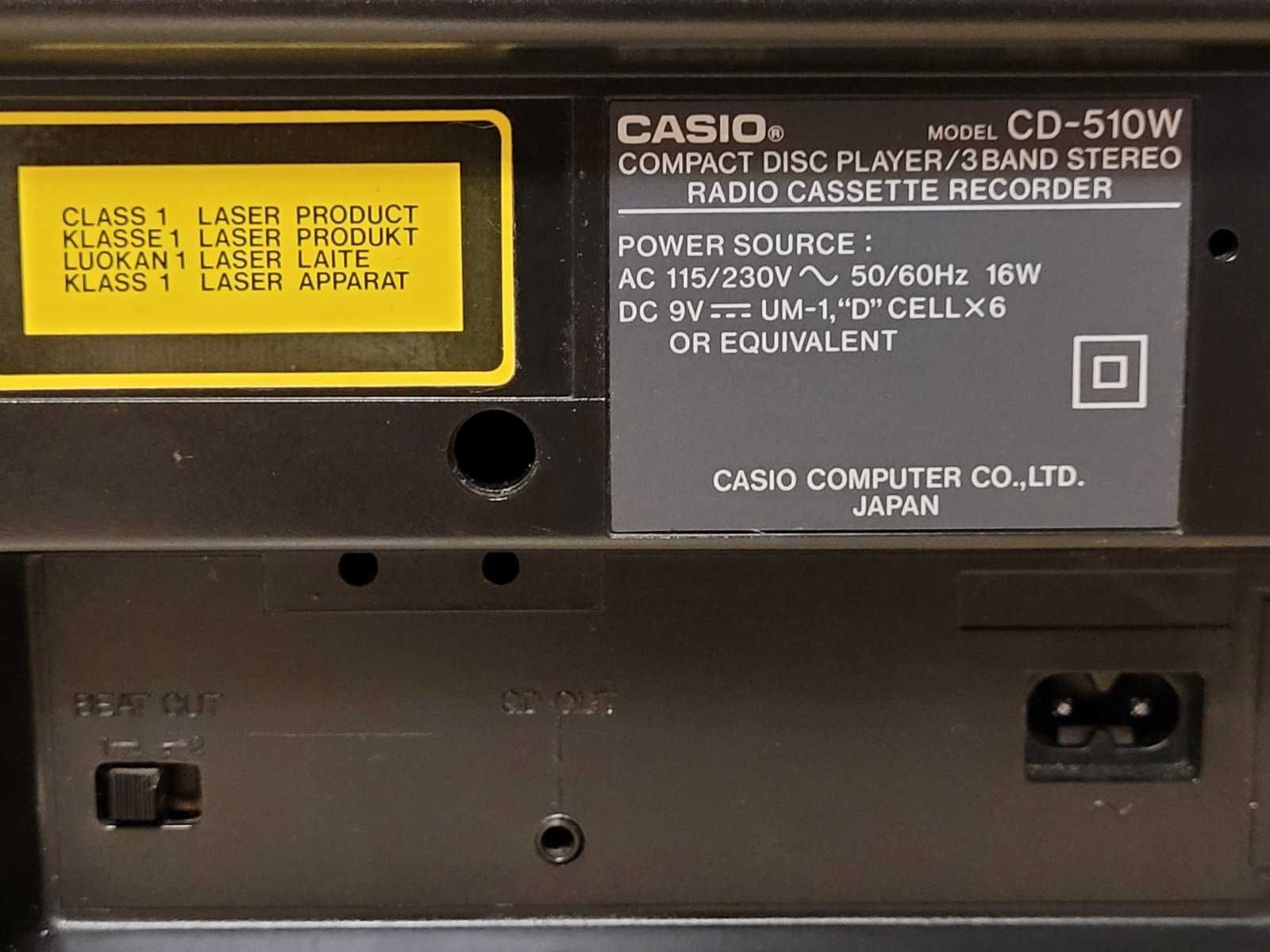 CASIO CD 510W compact disc stereo radio cassette recorder