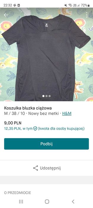 Czarna koszulka ciazowa