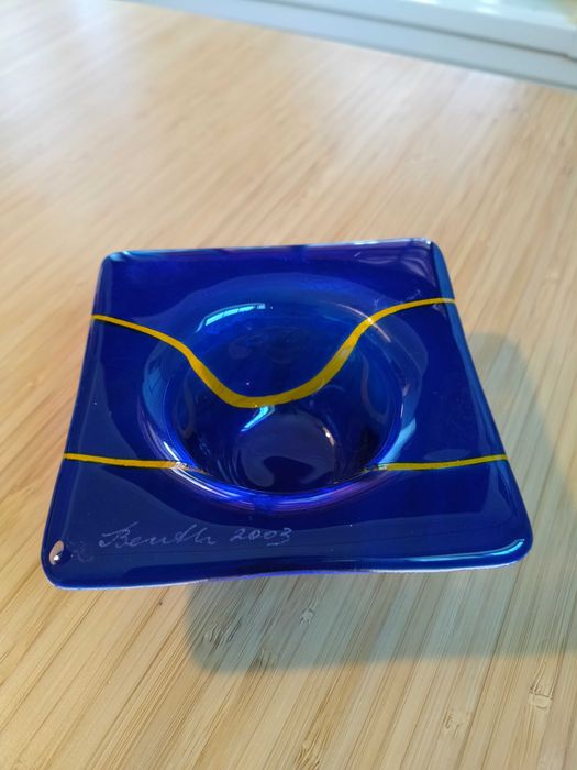 Świecznik kobaltowy szkło