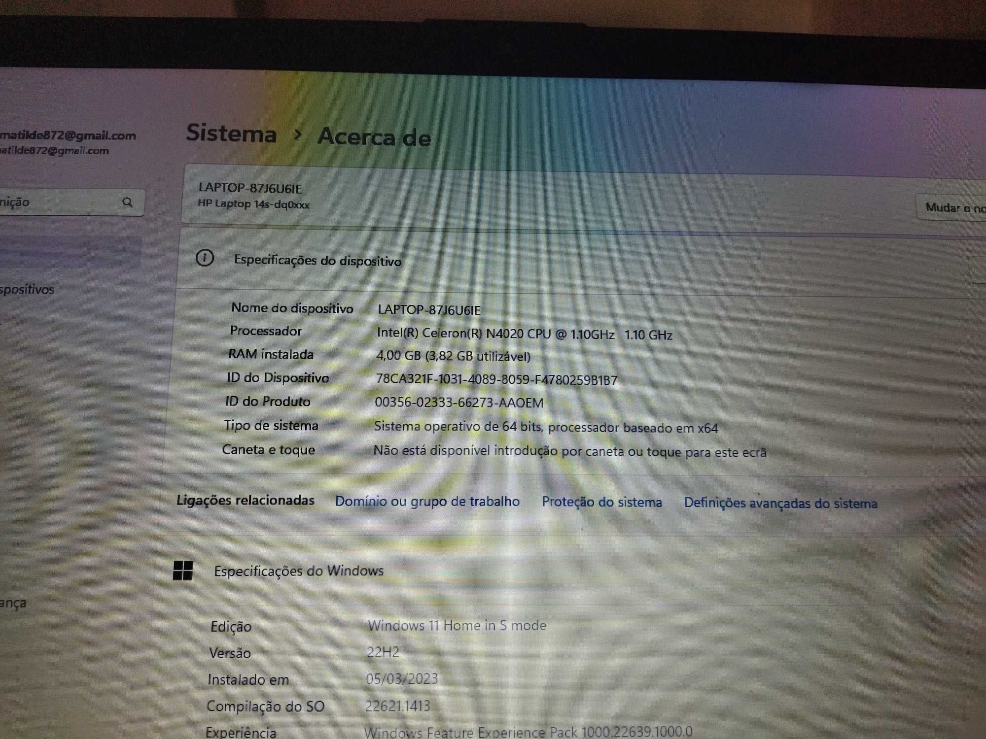 Portátil HP Laptop-87J6U6IE