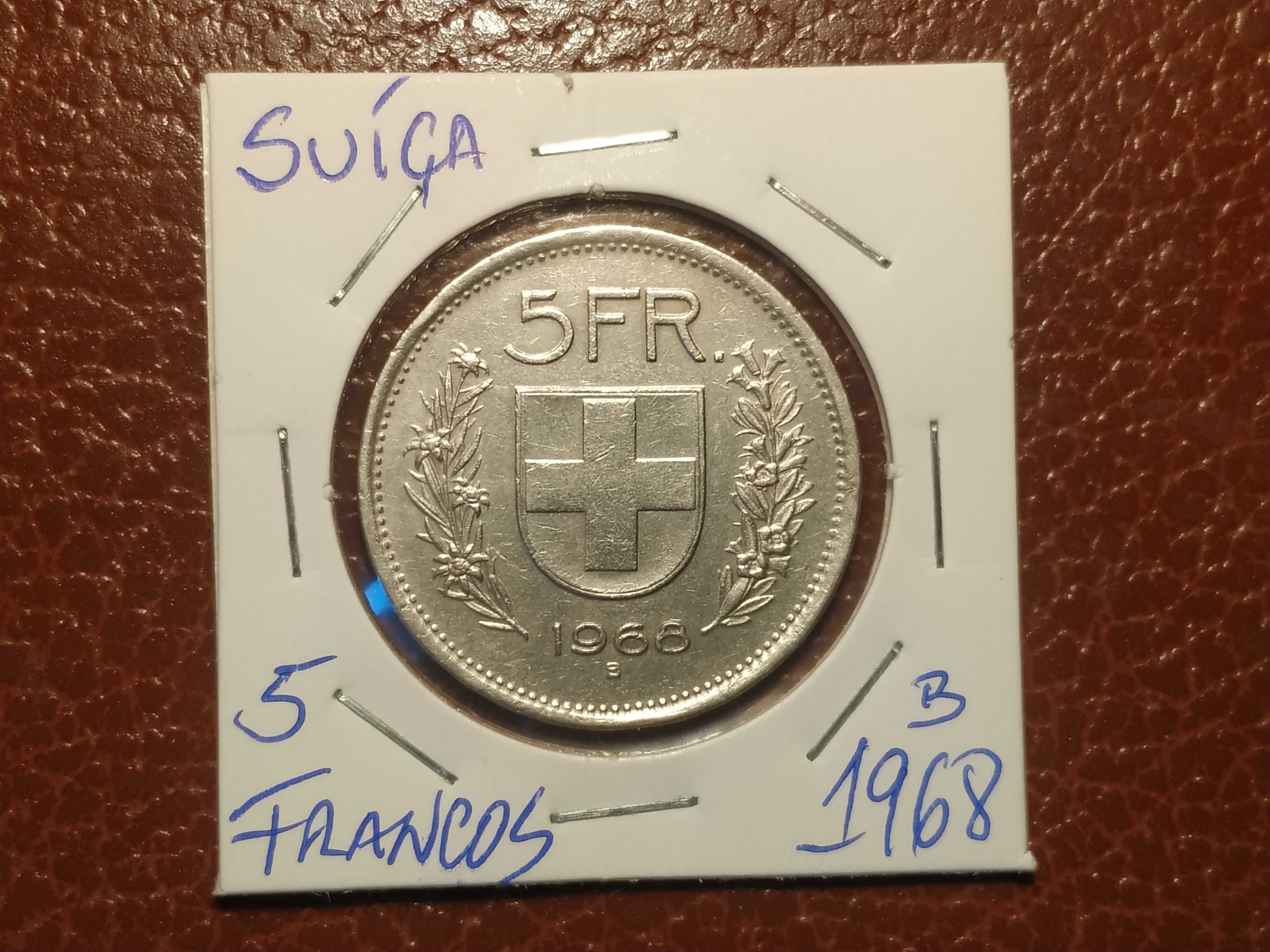 149 Suíça - moeda de 5 francos de 1968 B