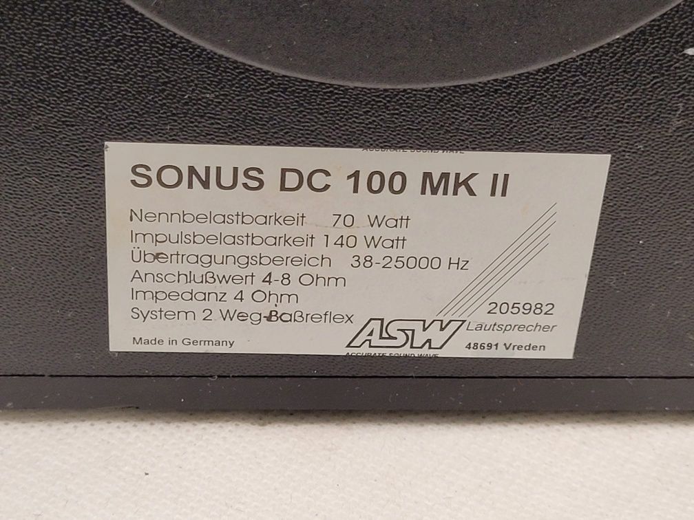 Kolumny ASW SONUS DC 100 MK II 70/140W 4-8ohm słupki