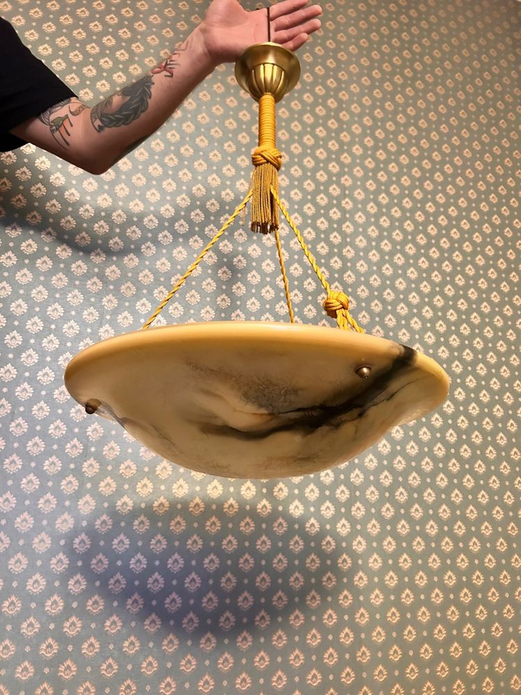 Stara ampla art deco lampa ufo międzywojenna żyrandol duży antyk