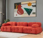 Sofa modułowa 3-os. Chloé regul. oparcie czerwony sztruks 105x315x90cm