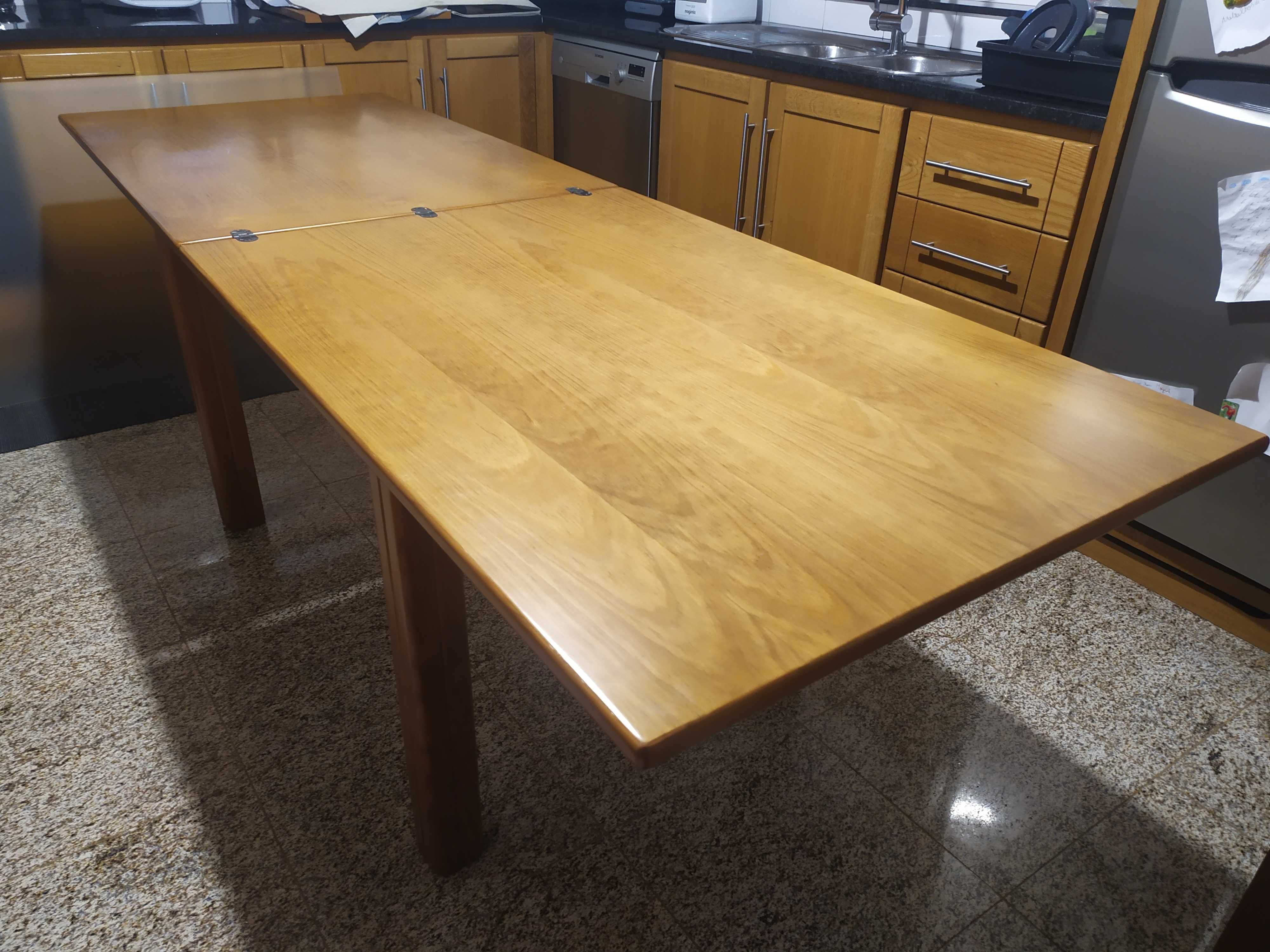 PROMOÇÃO Mesa Extensível+6 Cadeiras Estilo Rústico com Vidro Temperado