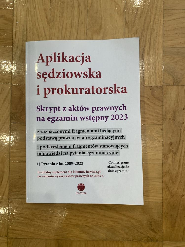 Aplikacja sedziowska i prokuratorska - skrypt z aktów prawnych 2023