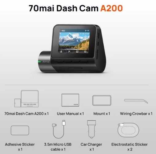 Видеорегистратор Xiaomi 70mai A200 Dash Cam Plus+ камера глобал