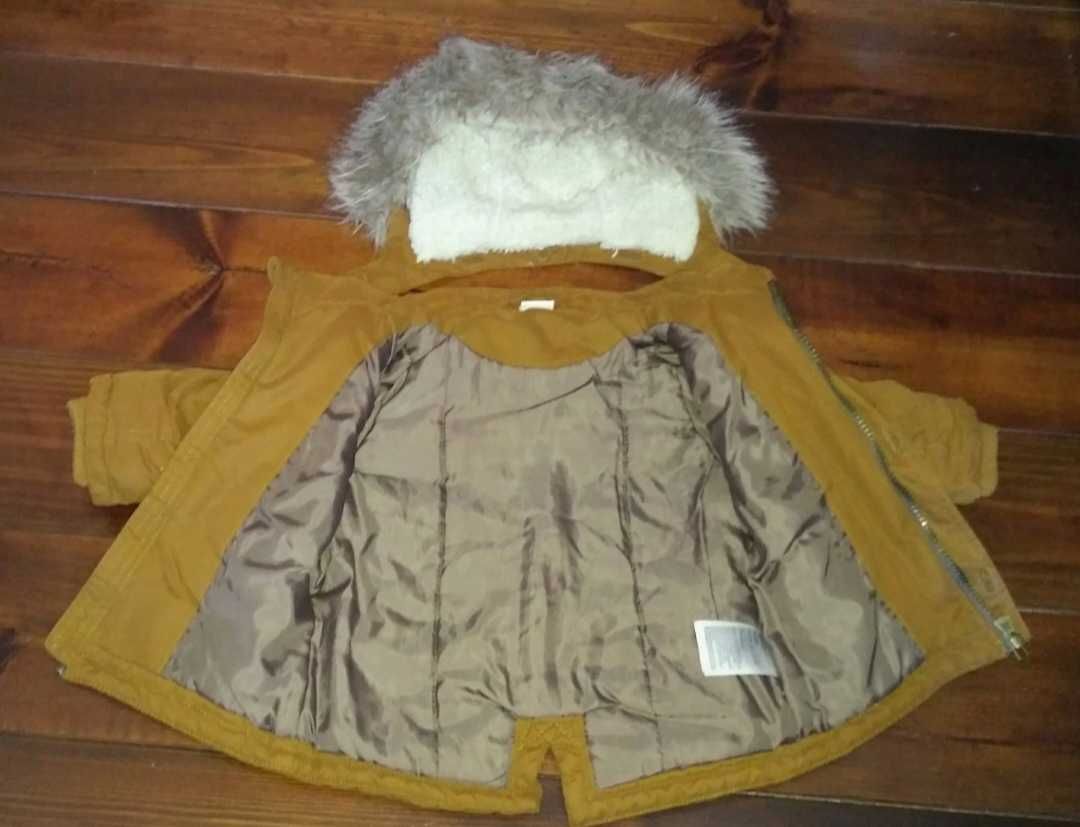 H&M, Zimowa kurtka dla chłopca, ruda/brązowa, rozmiar 68
