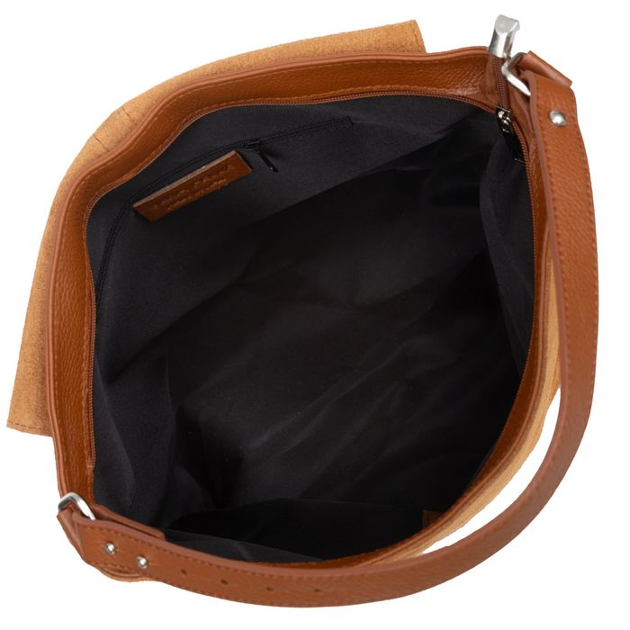 VEZZE torebka zamszowa worek z klapą i paskiem ramię V530 czarna