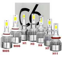 Светодиодние лампы Led C6 H1, H3, H7, H11, H4, туманки цена за пару