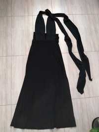 Sukienka długa czarna wiązana na szyi M/L