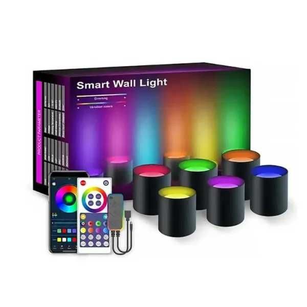 LED лампа настінна RGB Intelligent wall lamp 4pcs BT EU plug with app