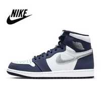 Retro wysokie Nike Air Jordan 1 kolor: Navy Blue/Silver unisex 35-45