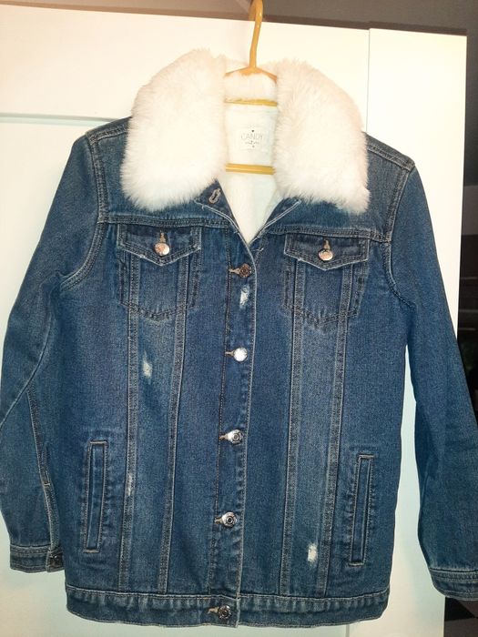 Śliczna dżinsowa kurtka na misiu