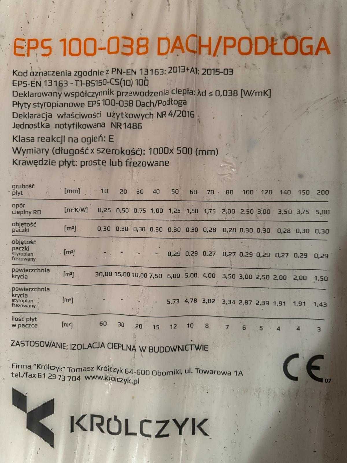 Styropian EPS 100-038, 10 paczek, grubość 100 mm