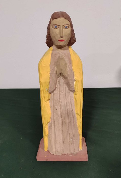 Polska artystka ludowa, Bożena Pogwidz, ręcznie rzeźbiona Magdalena