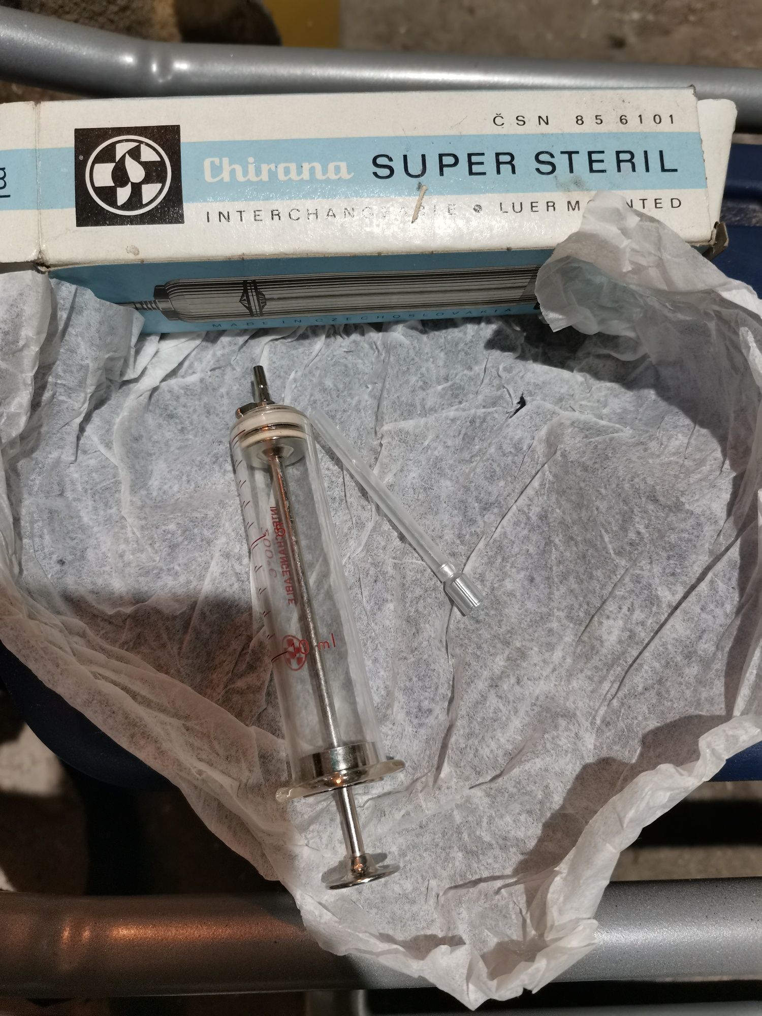 Strzykawka szklana 10ml Chirana Prl