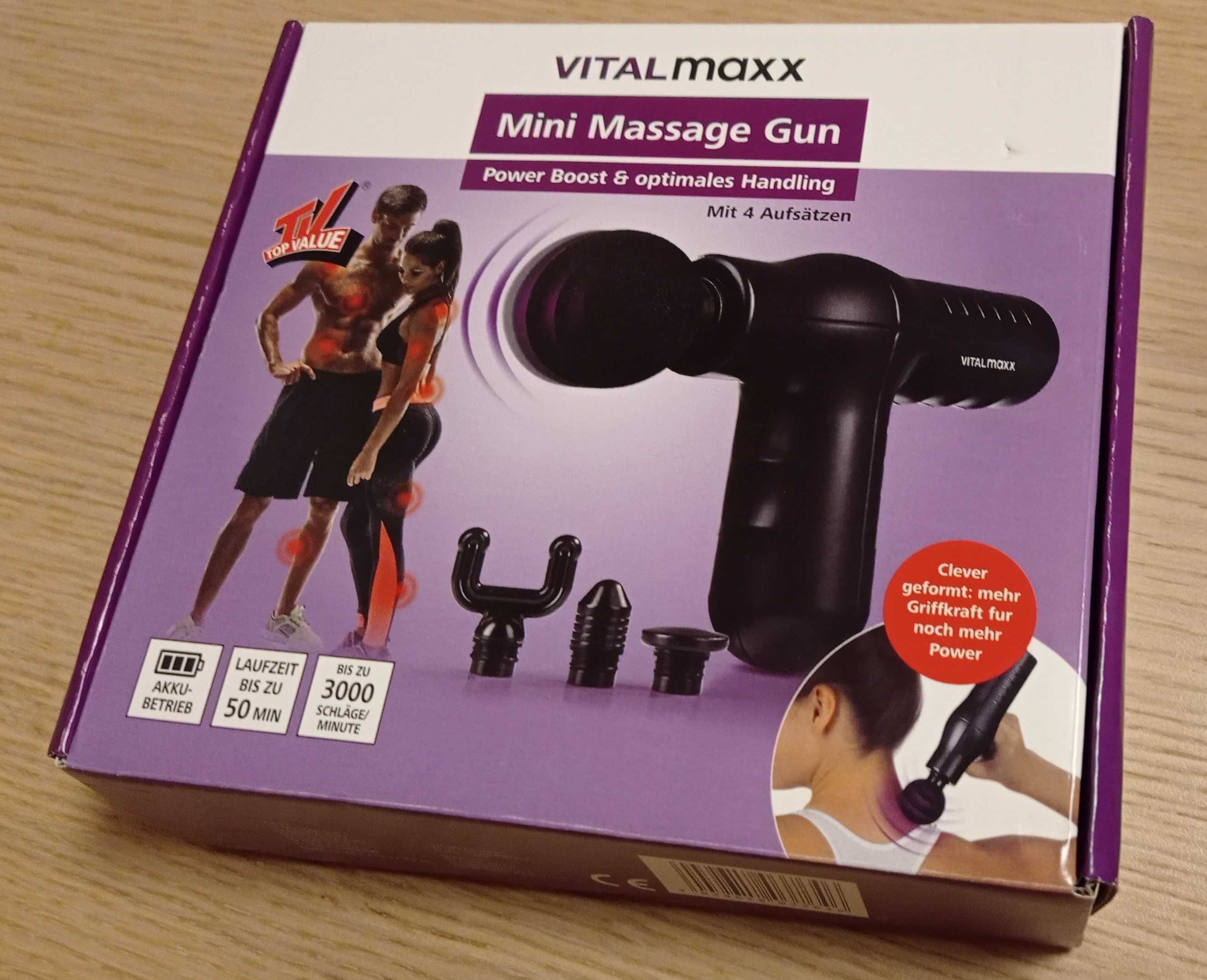 Pistolet do masażu VitalMaxx Mini z 4 nasadkami