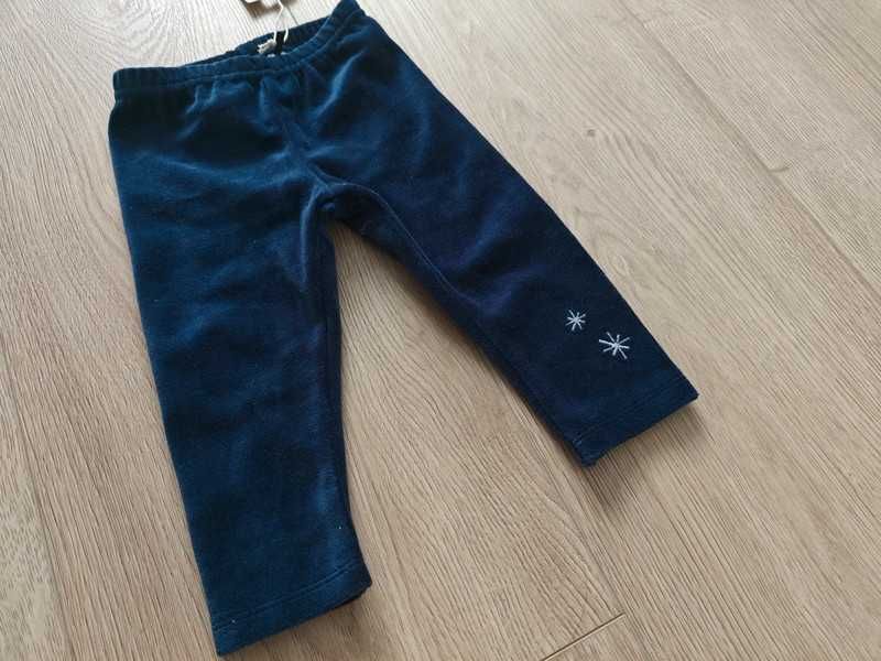 Nowe granatowe welurowe spodnie legginsy 74