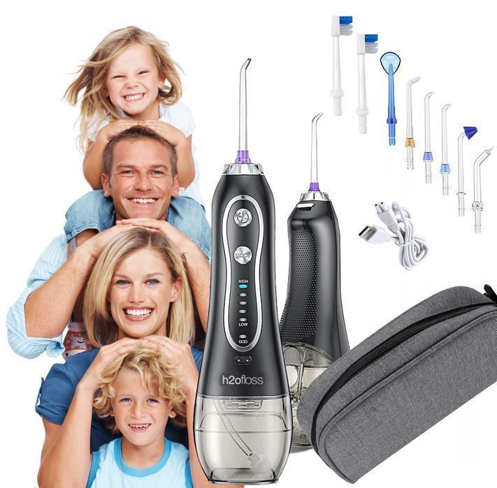 Irygator dentystyczny do zębów bezprzewodowy 5 trybów pracy 8 dysz etu