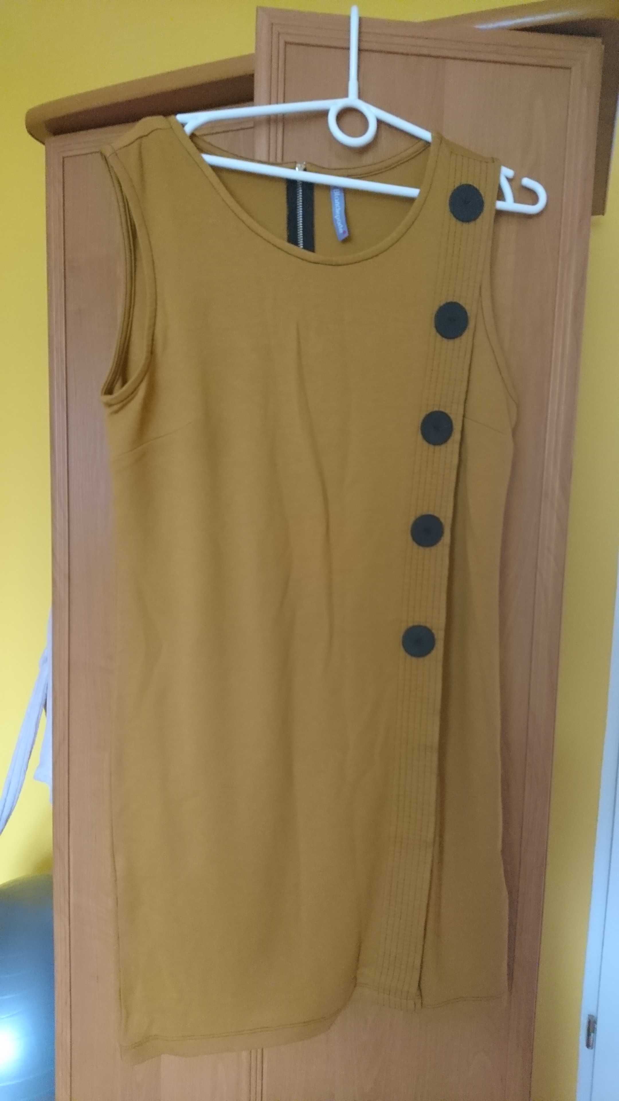 Sukienka Blancheporte, musztardowa z guzikami, r. 44, L, nowa