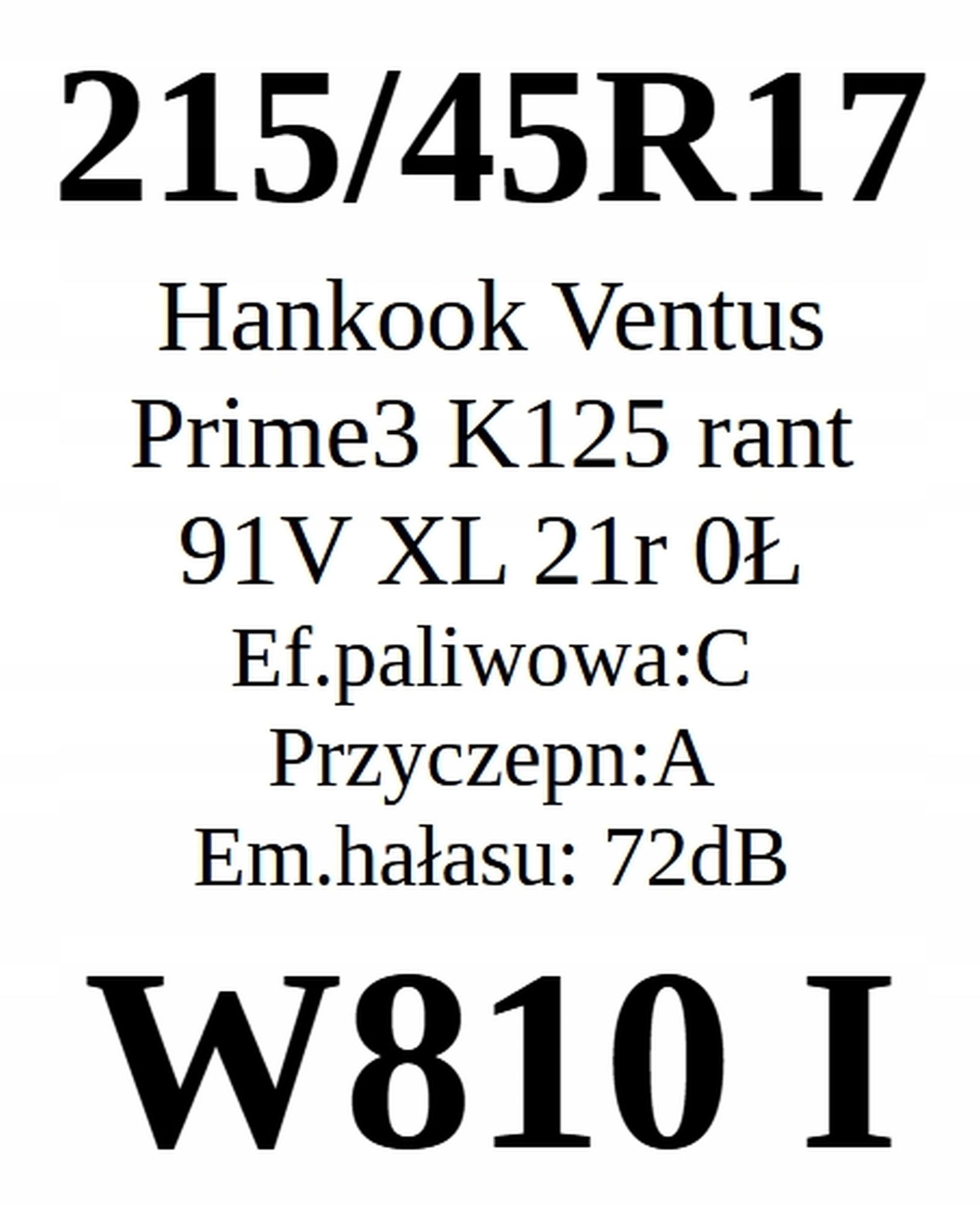 Opony 215/45/17 Hankook 2021r 6,33mm Jak Nowe 4szt.=1000zł L