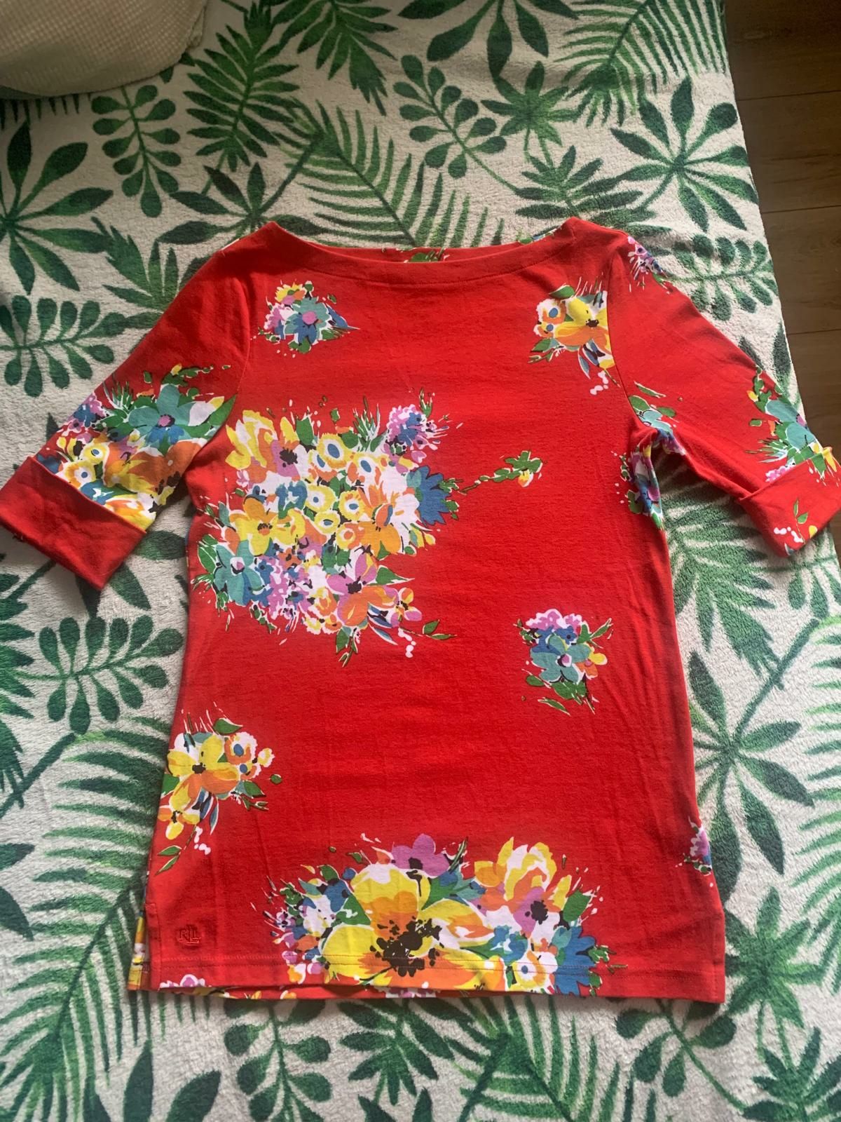 Bluzka Ralph Lauren S czerwona kwiaty