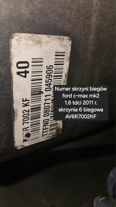 Skrzynia biegów Ford C-max, Focus AV6R7002KF
