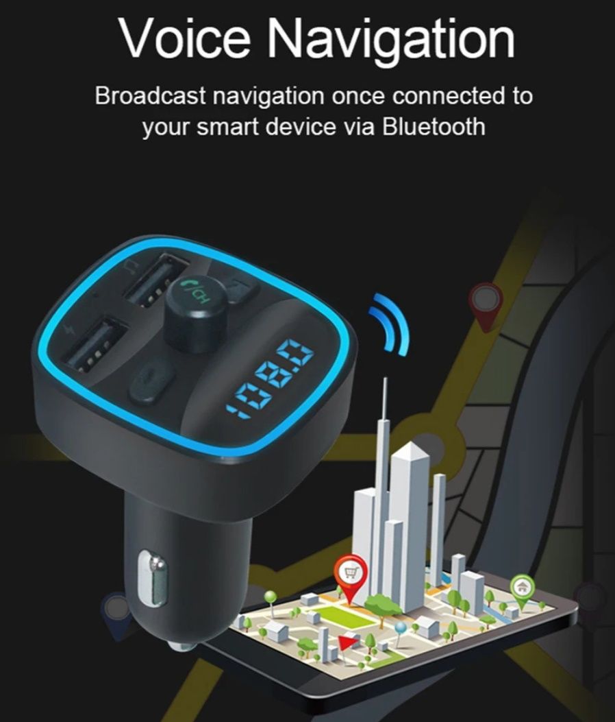 Transmissor FM (para carros com rádio sem Bluetooth) Bluetooth 5.0 MP3
