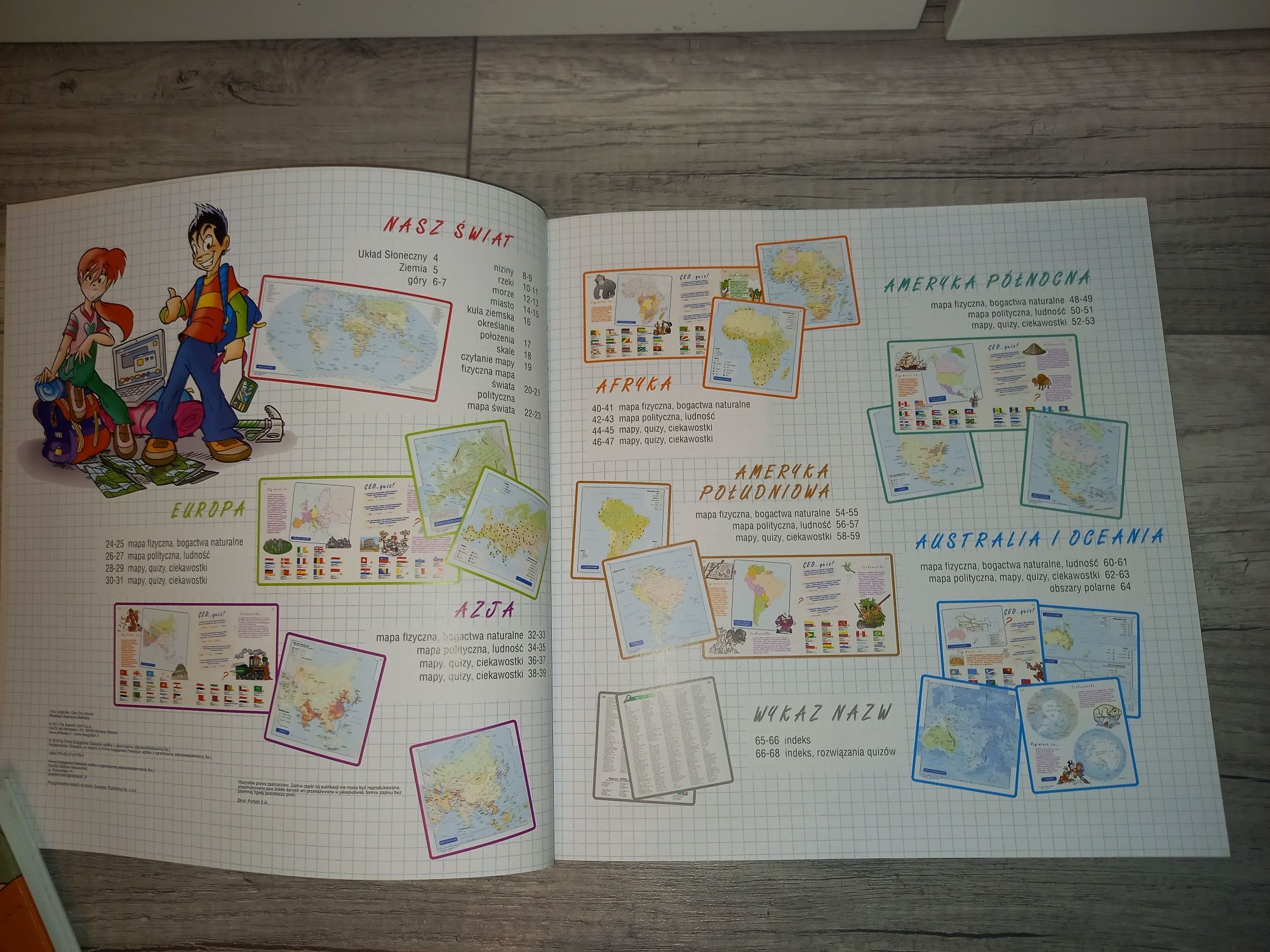 Ilustrowany Atlas świata dla dzieci z plakatem Mapa Świata ! Dookoła ś