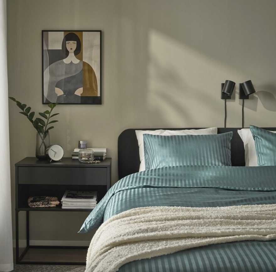 Nowa IKEA NATTJASMIN Pościel Niebiesko-Zielona 150x200/50x60 cm JEDWAB