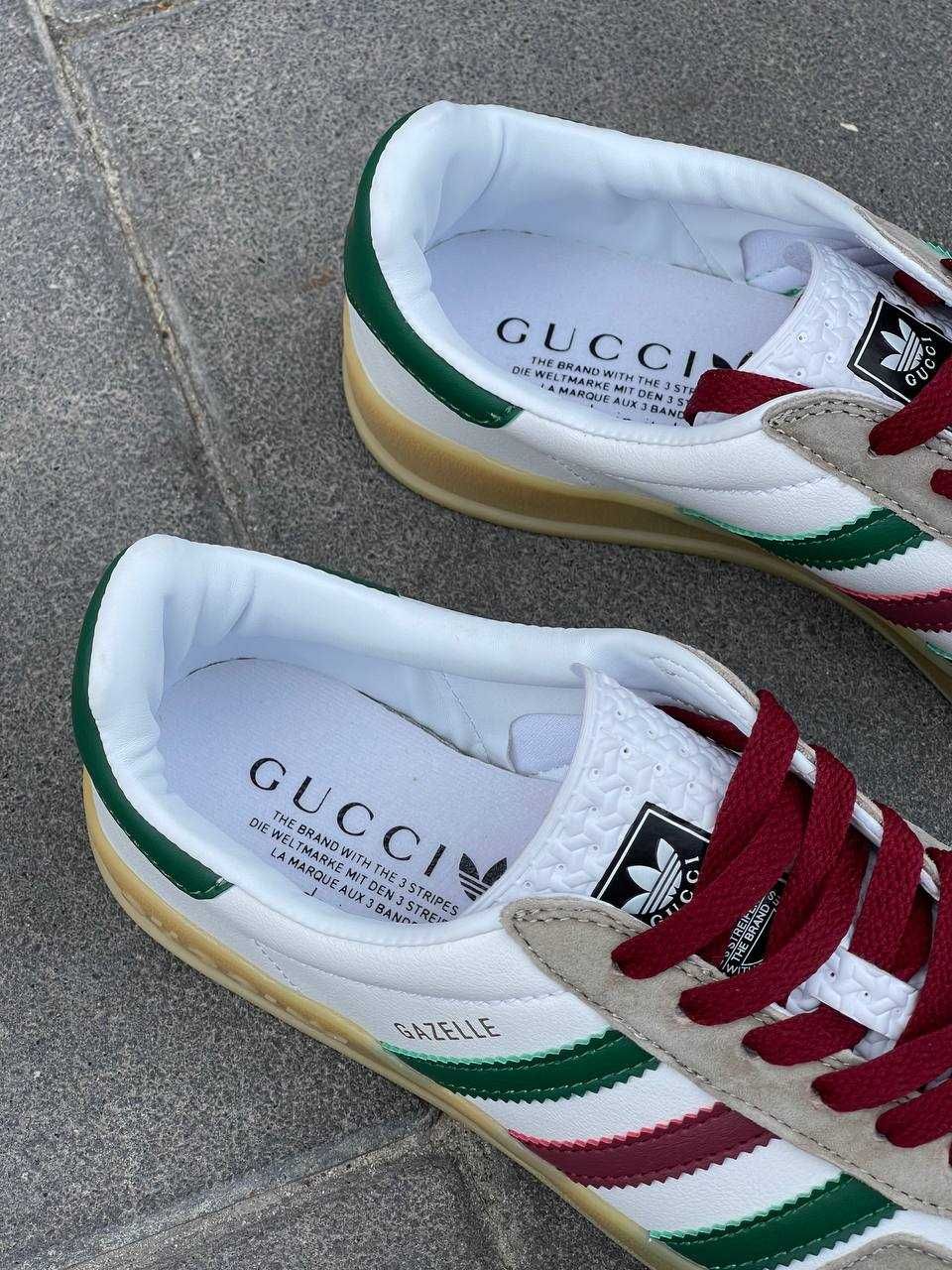 Жіночі кросівки Adidas x Gucci Gazelle White Green Red (36-40 р.)