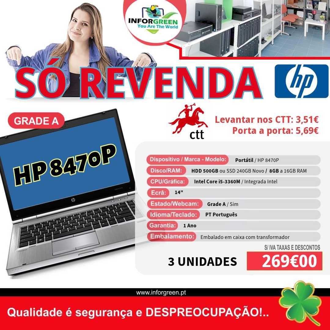 Portátil HP 8470 I5 3ªGen - 8/16GB - HDD/SSD - LOTES REVENDA