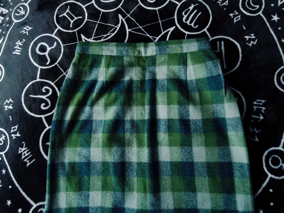 Spódnica midi w kratę retro vintage wełna