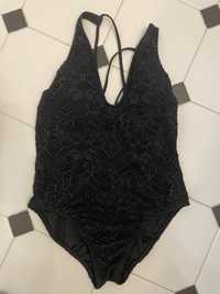 Kostium kąpielowy Ralph Lauren czarny koronkowy jednoczęściowy