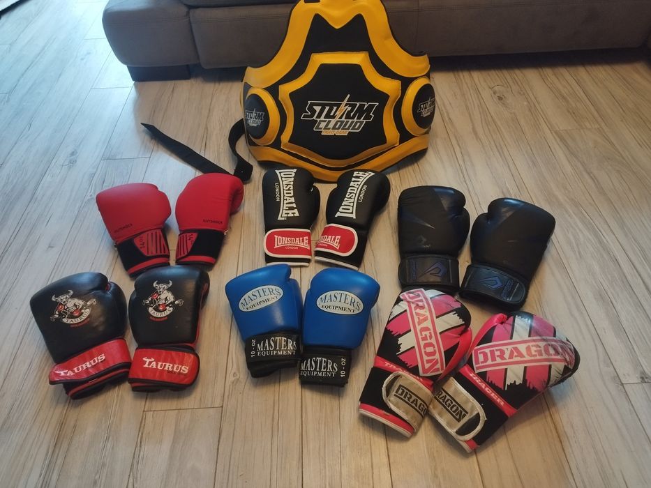 Rękawice bokserskie i ochraniacz tłowia