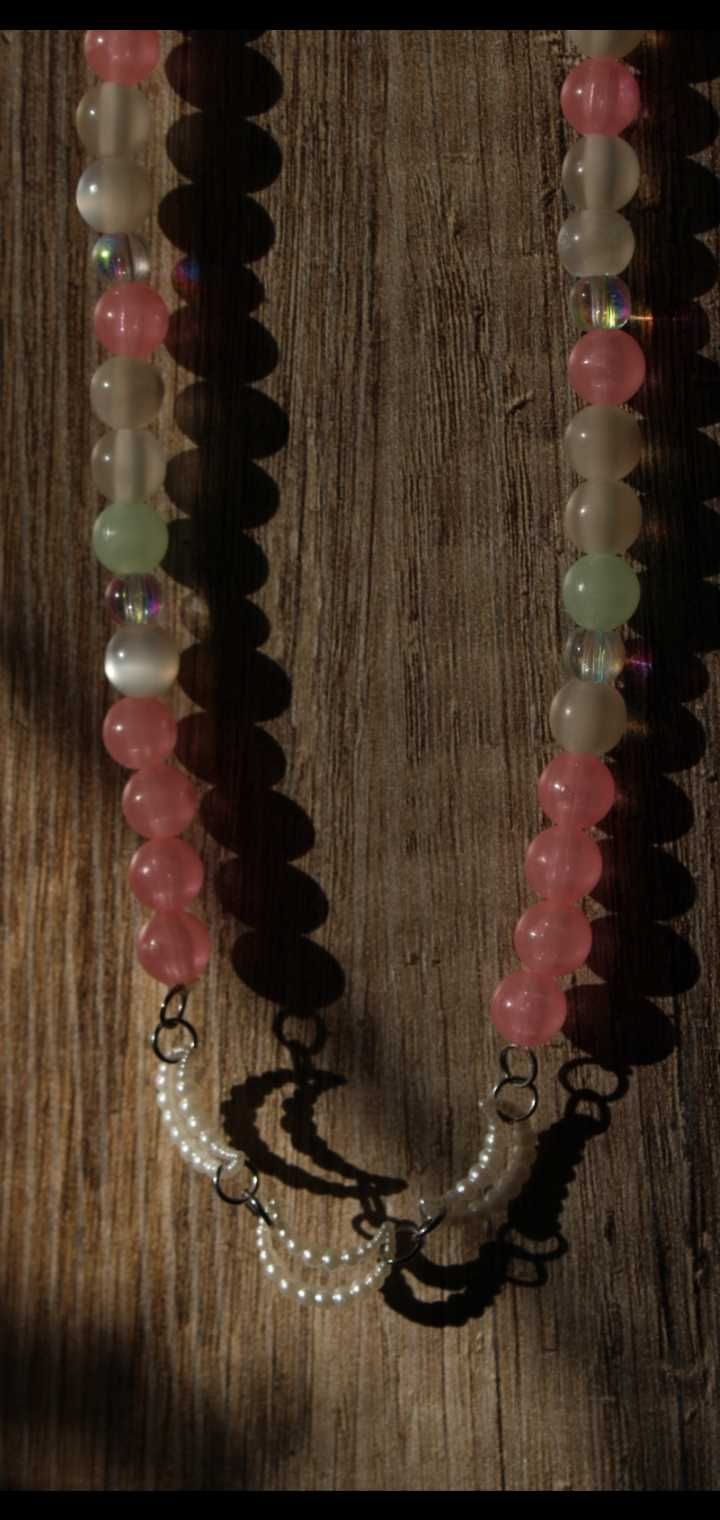 Naszyjnik handmade biżuteria księżyce kolorowe na prezent