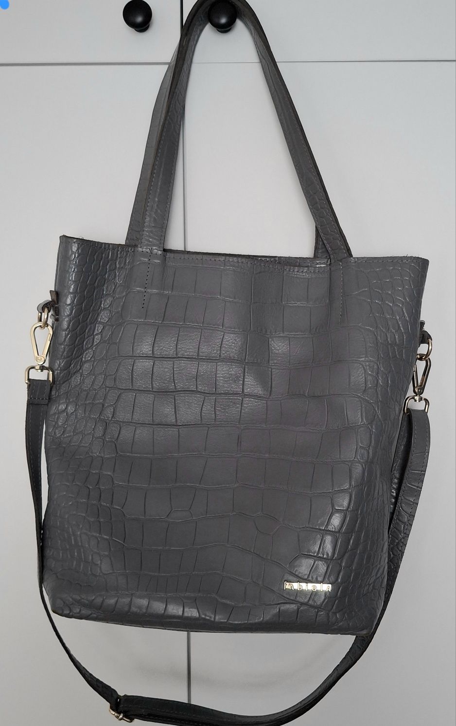 Torebka shopper Fabiola Skóra szara croco