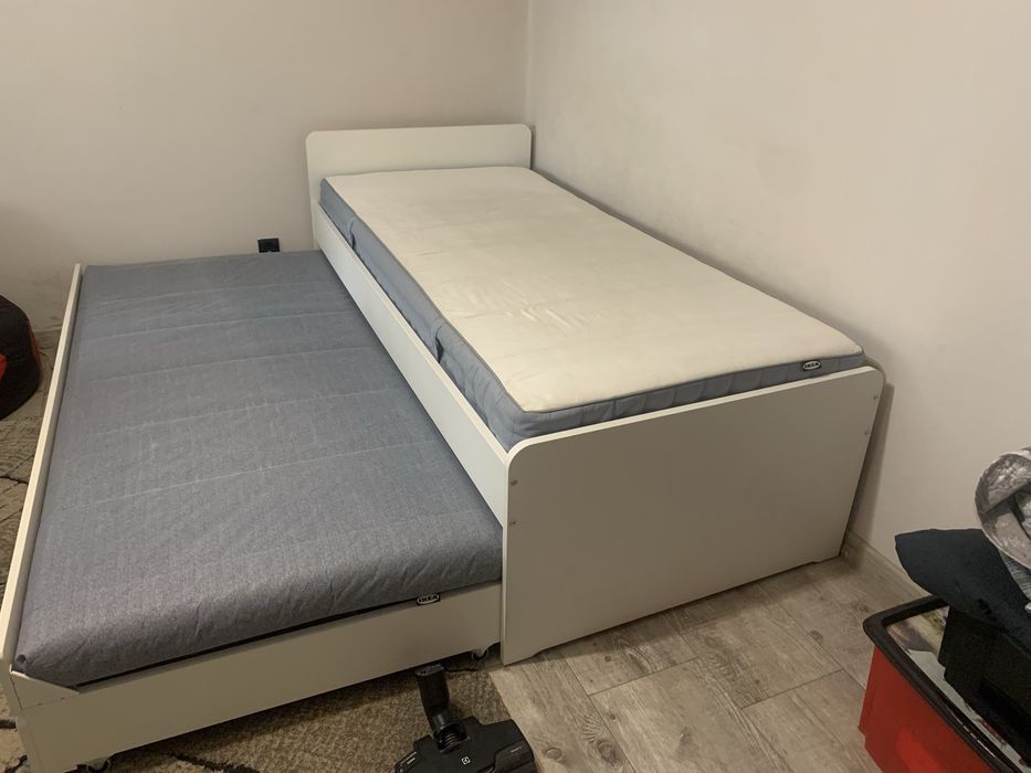 Łóżko ikea slakt podwójne wysuwane z materacami stan super