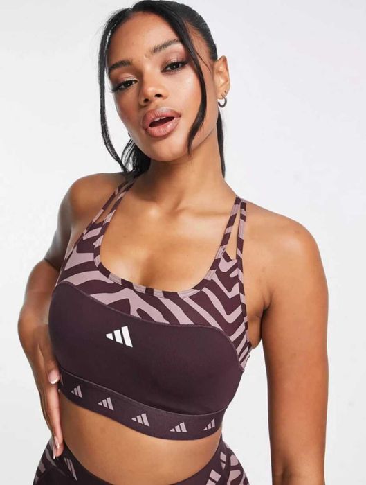 Топ, спортивний бюстгальтер для жінок Adidas Hyperglam бордовий