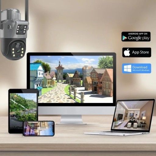 Zewnętrzna kamera solarna 4K HD dwa obiektywy 8MP Karta SIM 4G LTE