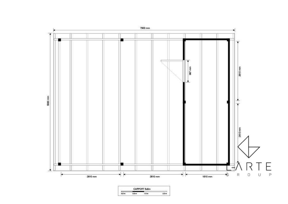 SOBO II  Wiata carport + schowek narzędziowy 800x600 cm