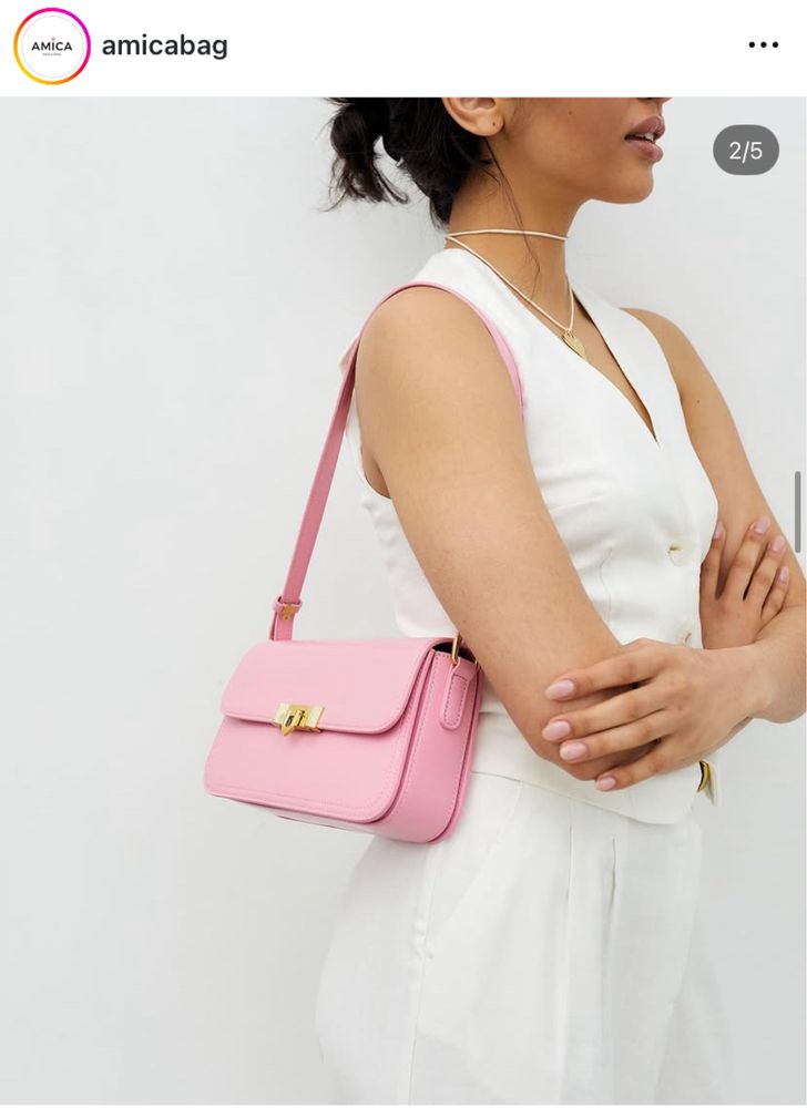 Рожева шкіряна сумка в ідеальному стані Amica bag